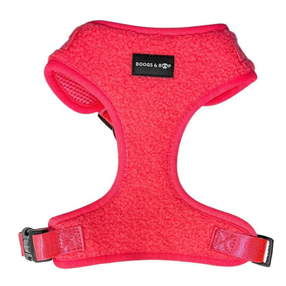 Adjustable Teddy Fabric Dog Harness – Soft & Stylish Fluorescent Pink for Small Dogs