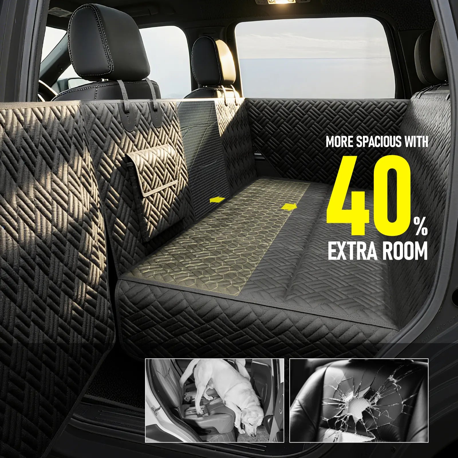 Waterproof Dog Car Seat Hammock Cover – Heavy Duty, 400 lbs Capacity, Fits Cars, SUVs & Trucks