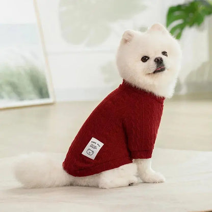 Bear Pattern Knitted Dog Sweater – Warm Winter Pet Clothes for Small Dogs, Cats & Puppies