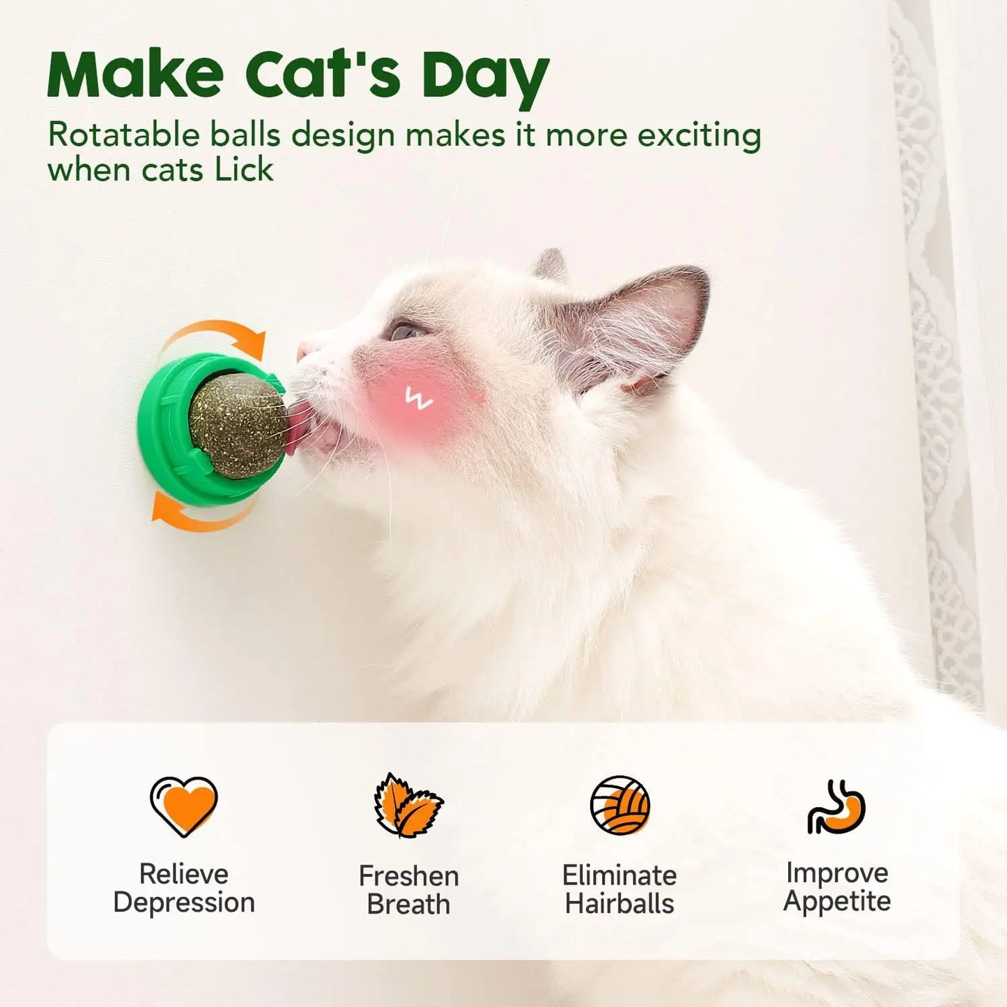 Catnip & Silvervine Dental Chew Balls for Cats – 4-Pack Energy Toy for Active Kittens