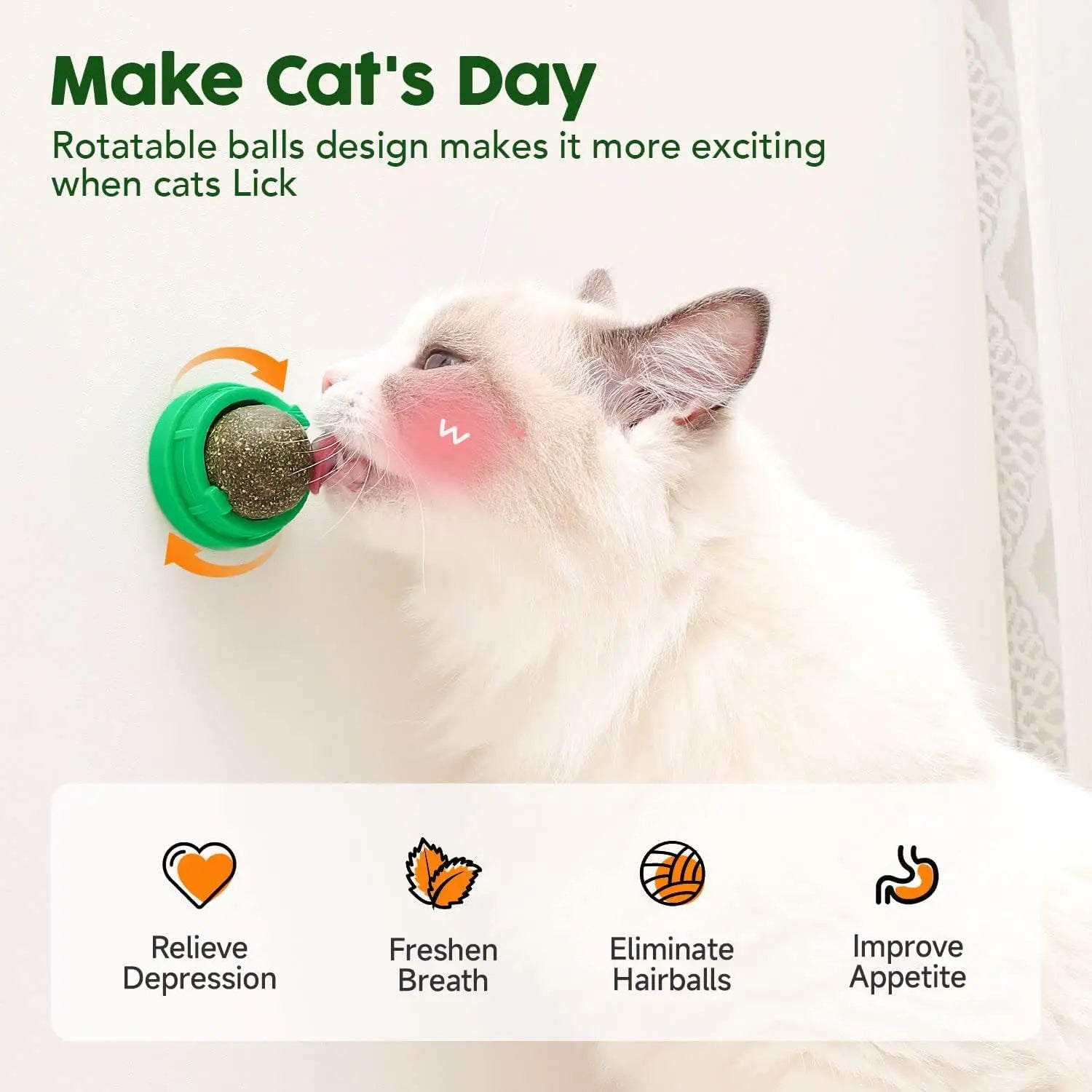 Catnip & Silvervine Dental Chew Balls for Cats – 4-Pack Energy Toy for Active Kittens